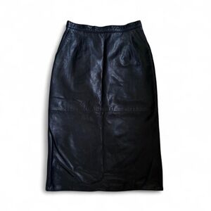 Genuine leather midi skirt
